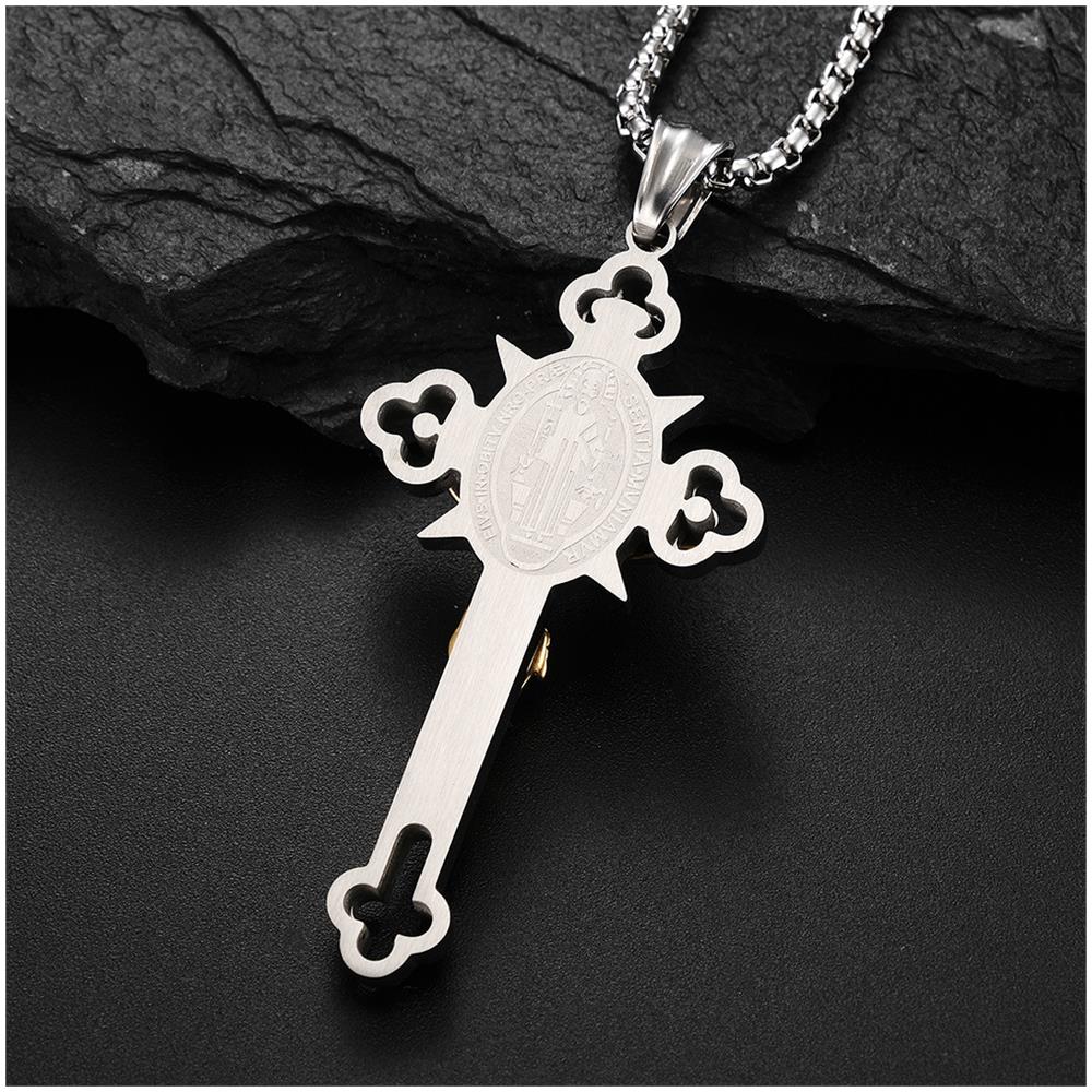 Collana Con Ciondolo A Croce In Acciaio Inossidabile Silver - Foto 4