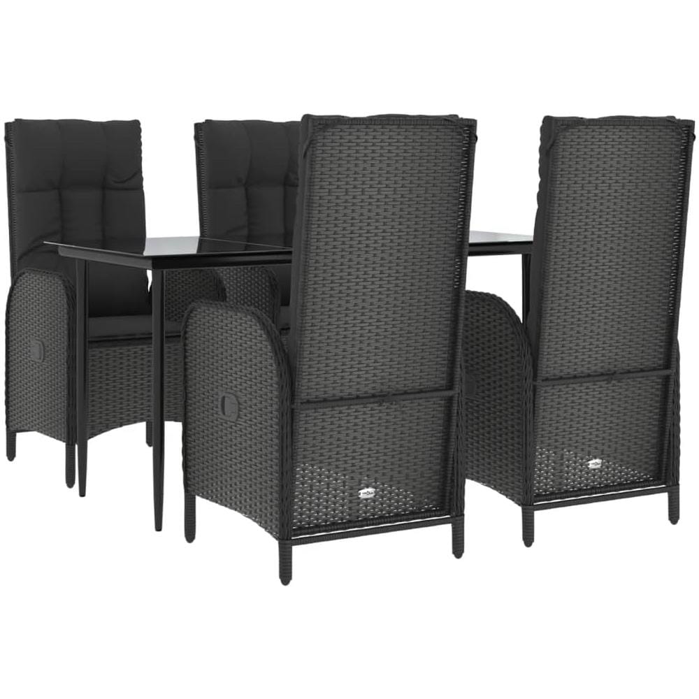 Set Da Pranzo Da Giardino 5 Pz Nero Con Cuscini In Polyrattan - Foto 3