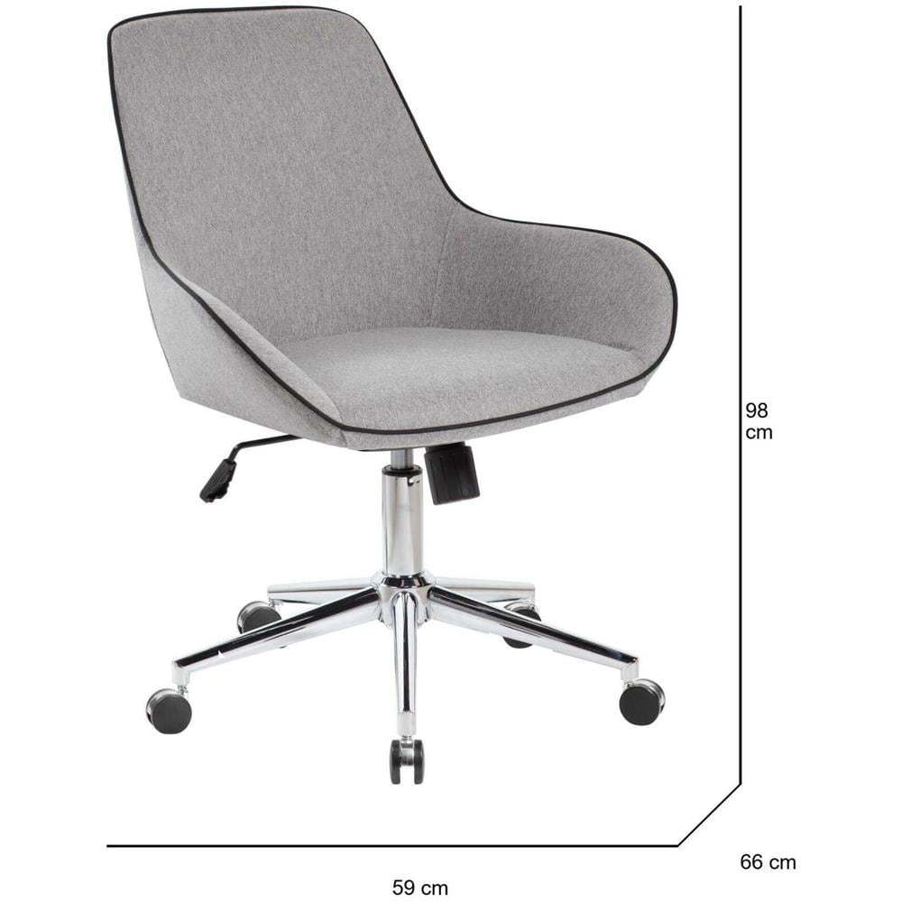 Sedia Da Ufficio Darwin, Poltrona Operativa Con Ruote, Seduta Ergonomica Da Ufficio, 66x59h98 Cm, Grigio - Foto 2