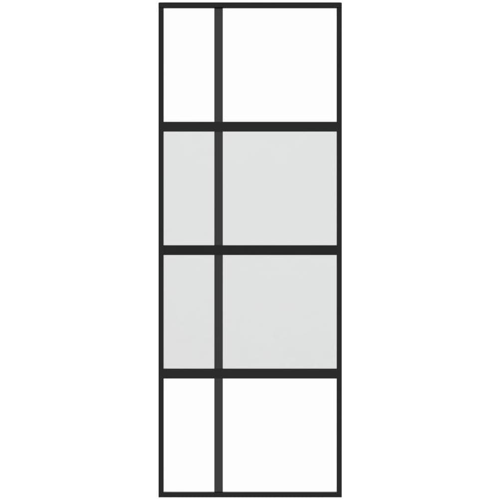 Porta Scorrevole Nera 76x205 Cm In Vetro Temperato E Alluminio - Foto 3