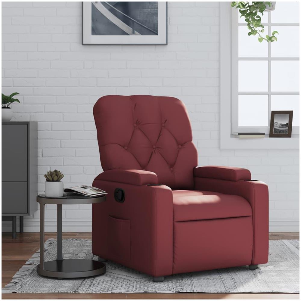 Poltrona Reclinabile Rosso Vino in Similpelle - Foto 2