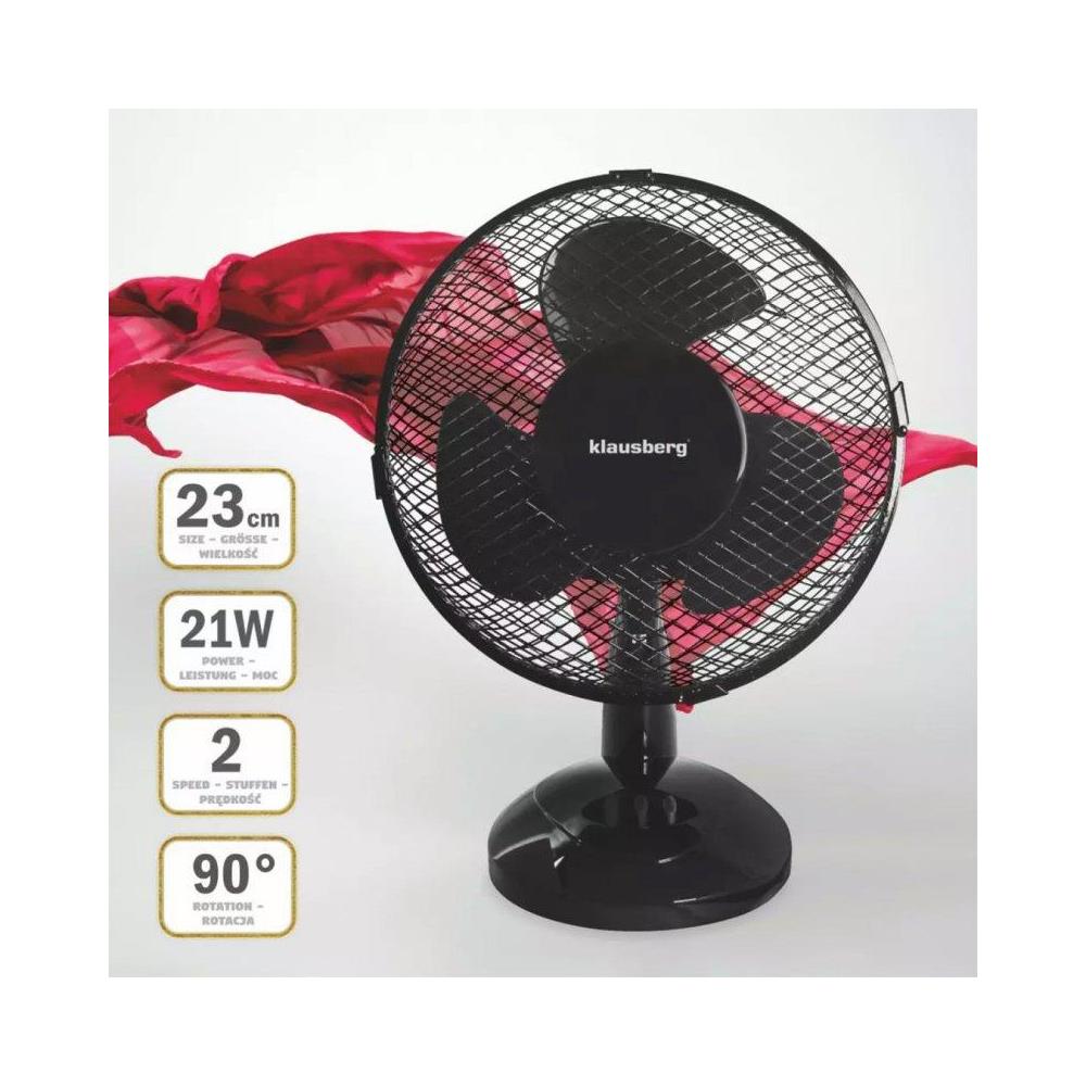 KB-7473 Ventilatore da tavolo elegante nero da 23 cm con funzione pivotante - Foto 5