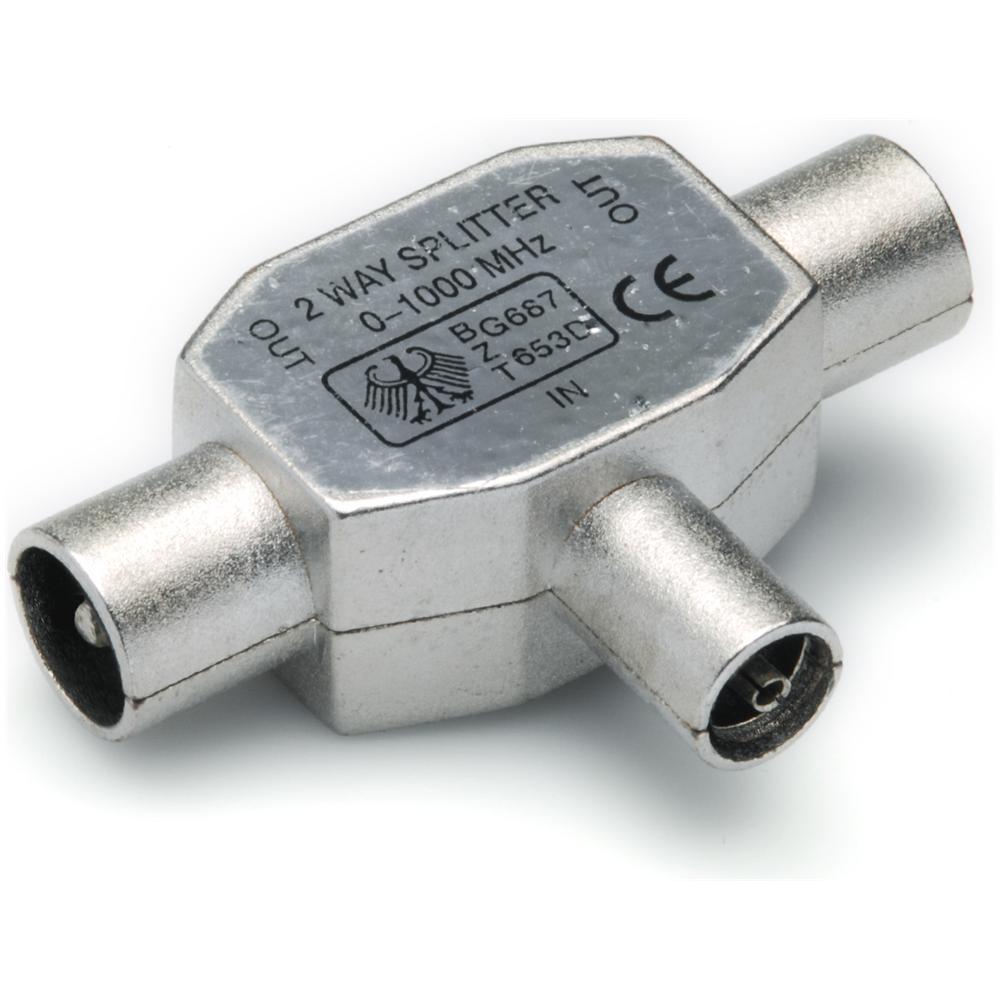 899-Sdoppiatore Splitter metallico ANTENNA TV 1 F IN / 2xM OUT - Foto 1