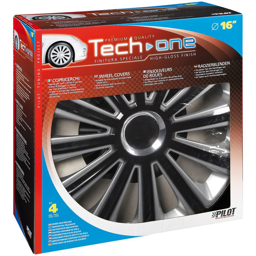 Copricerchi Auto Universali 16 Pollici Tech-one Trend Dc Rc Black Silver 31593 - Foto 7