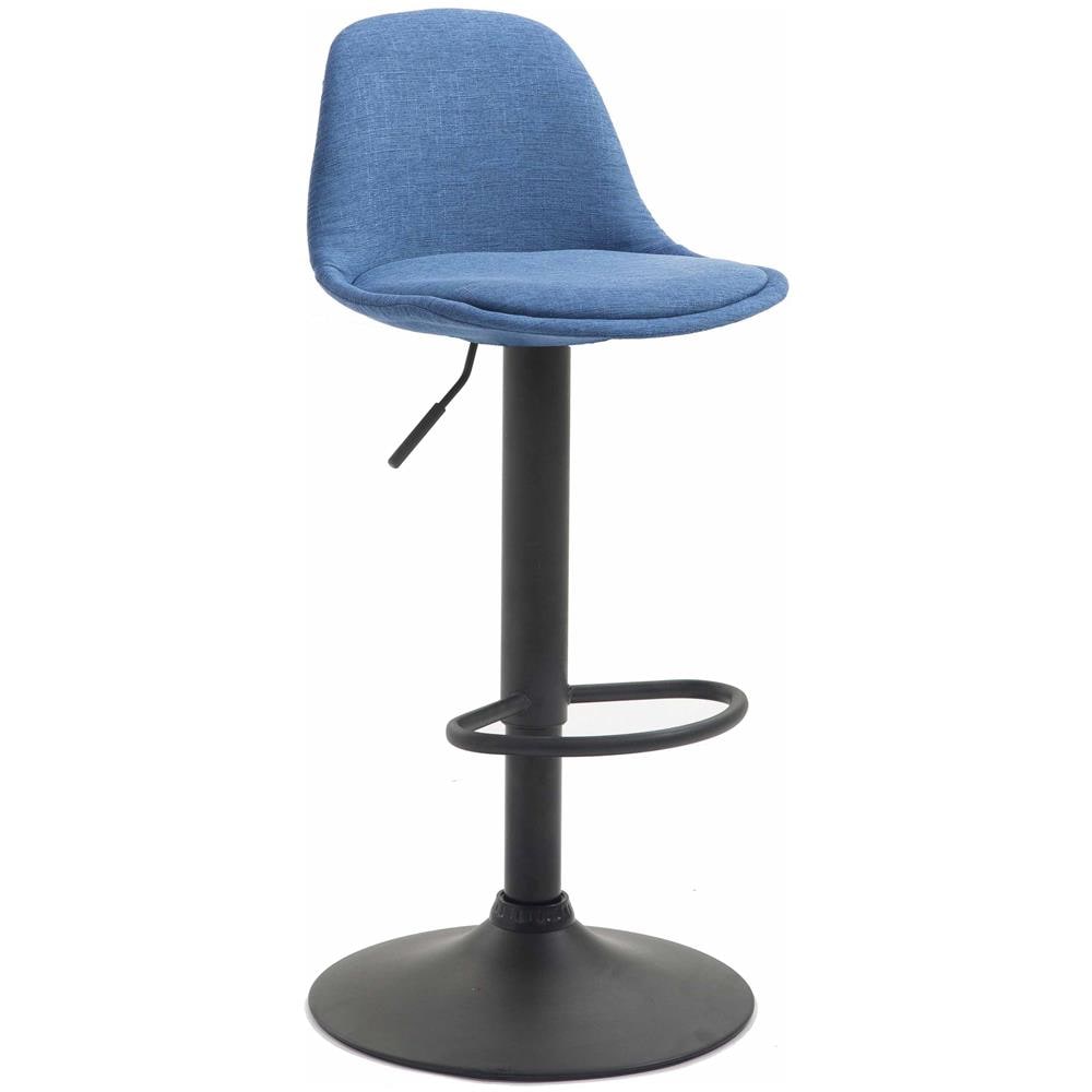 Sgabello Design Kiel in Polipropilene e Tessuto - Sgabello da Cucina Girevole e con Regolabile - Sgabello Bar Imbottito con Poggiapiedi Blu Nero - Foto 1