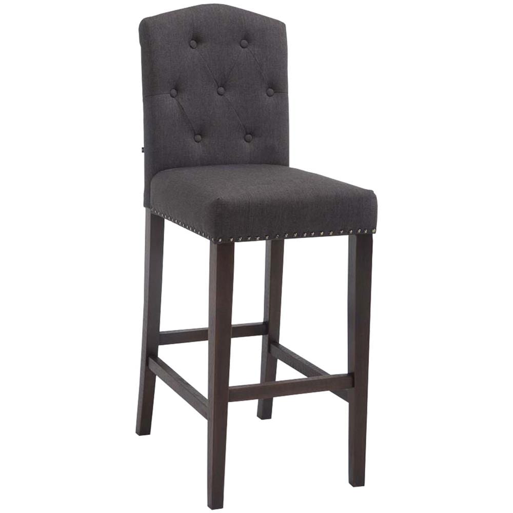 Sgabello Bar E Cucina Louise Chesterfield I Sgabello Alto Imbottito in Tessuto I Sgabello Capitonné Design Elegante I Sedia Bancone Cucina Grigio Scuro Base Antico - Foto 1