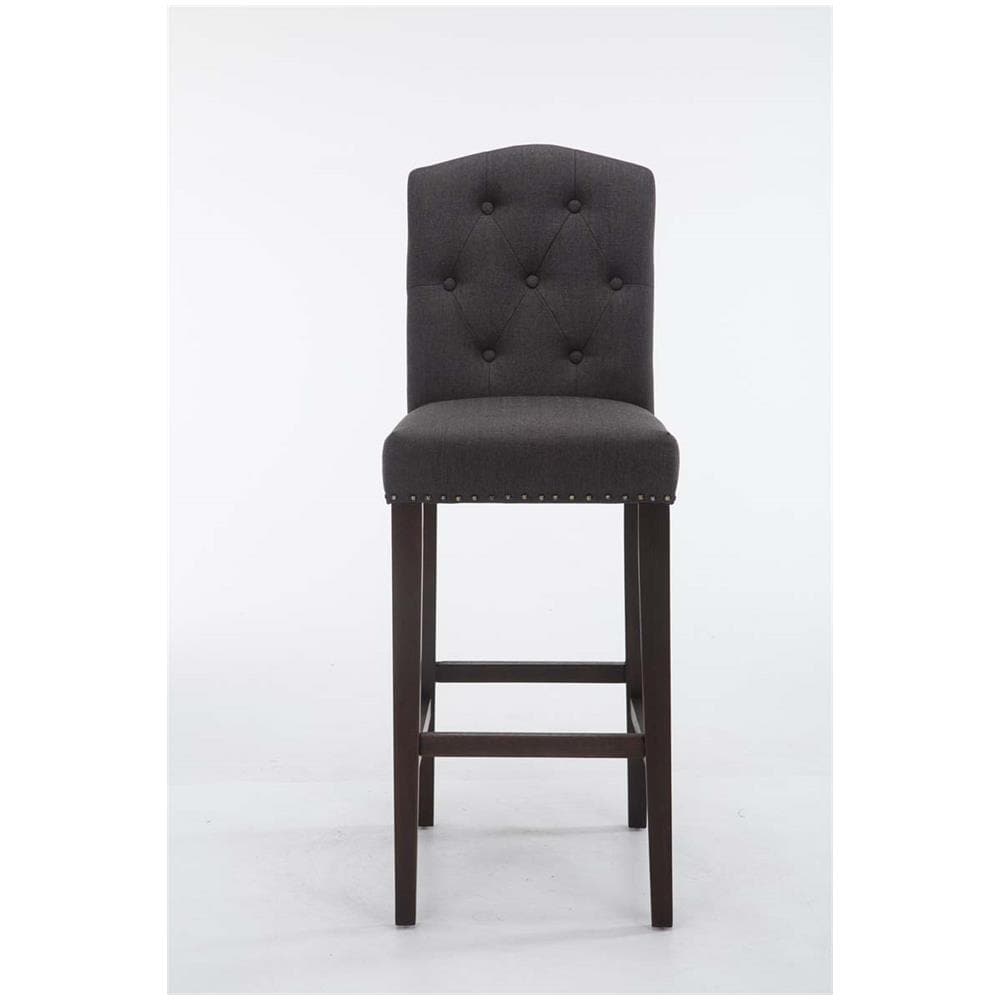 Sgabello Bar E Cucina Louise Chesterfield I Sgabello Alto Imbottito in Tessuto I Sgabello Capitonné Design Elegante I Sedia Bancone Cucina Grigio Scuro Base Antico - Foto 2