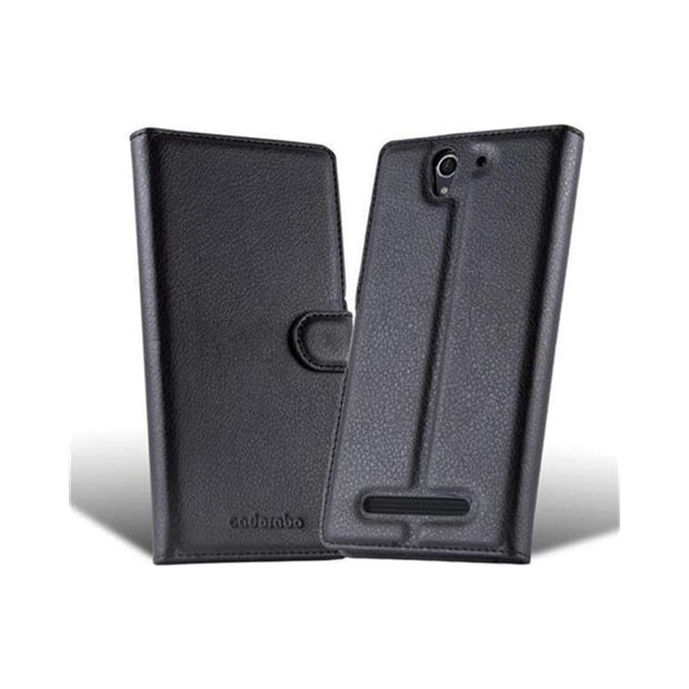 Custodia Compatibile Con Sony Xperia C3 In Nero Carbone - Coperchio Protettiva Con Chiusura Magnetica, Funzione Stand E Tasca Per Le Carte - Foto 2