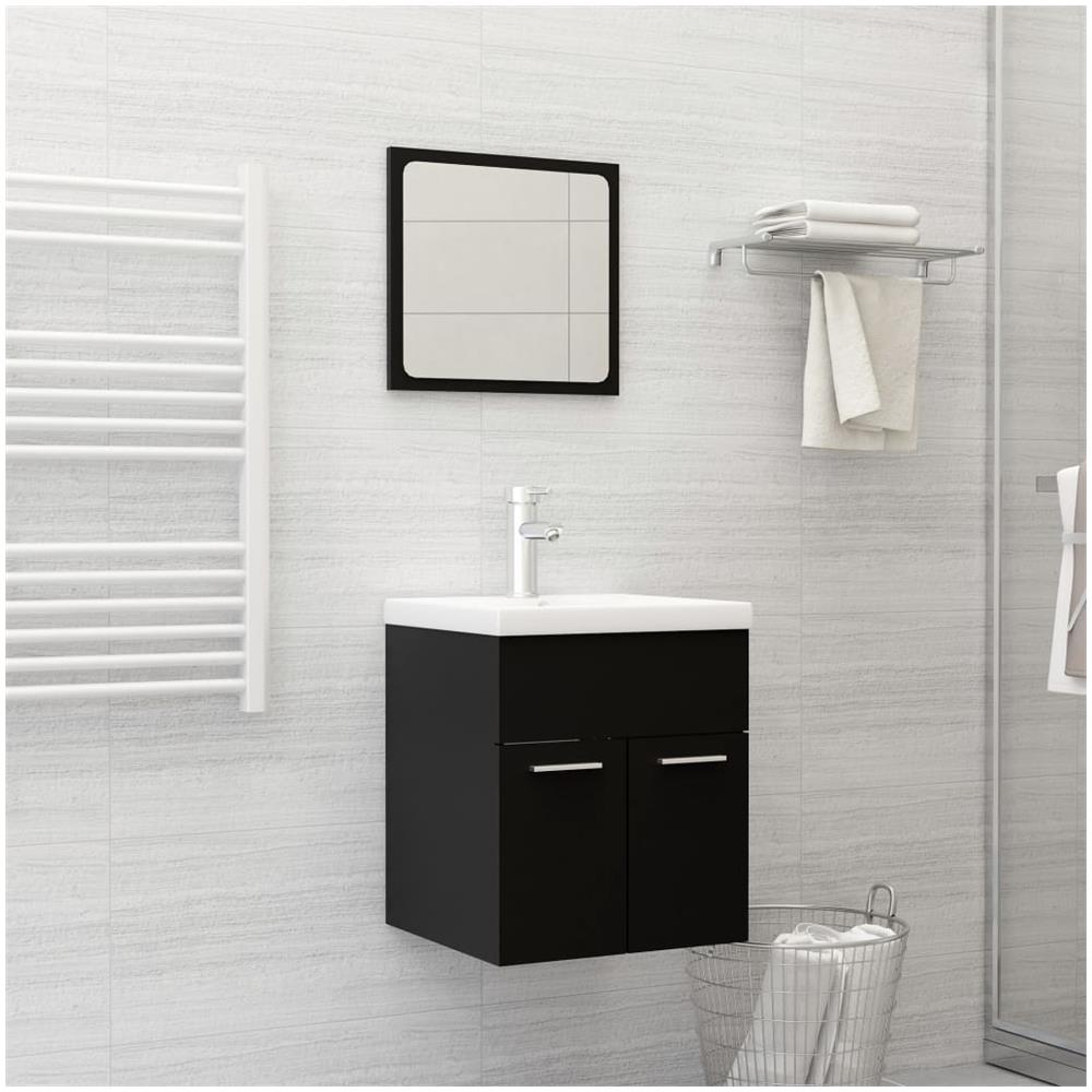 Set Mobili Da Bagno Nero In Truciolato - Foto 1