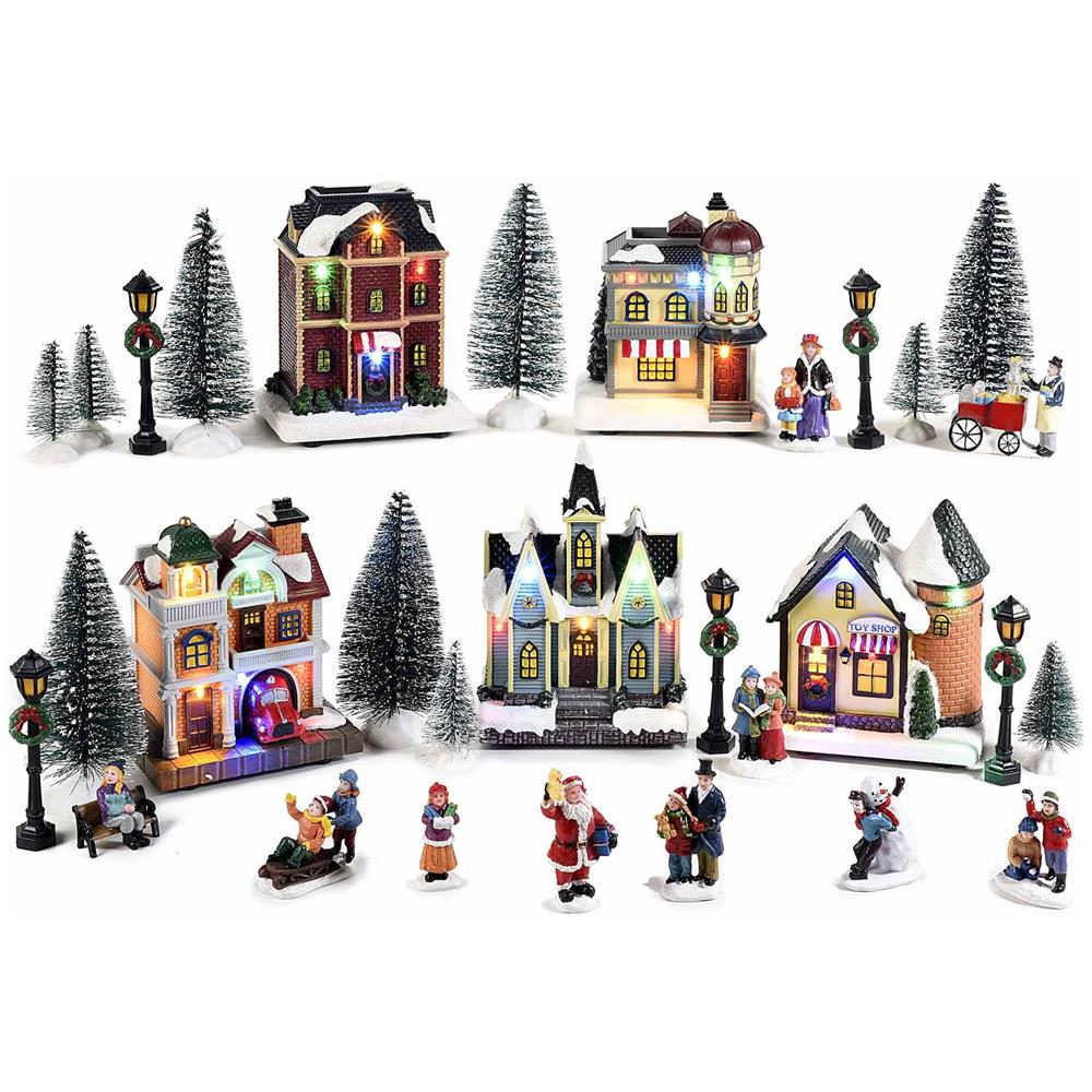 Set 30 Statuine Natalizie Paesaggio Natalizio Componibile Luminoso Idea Regalo Natale Decorazione Natalizia Per Casa E Negozi - Foto 1