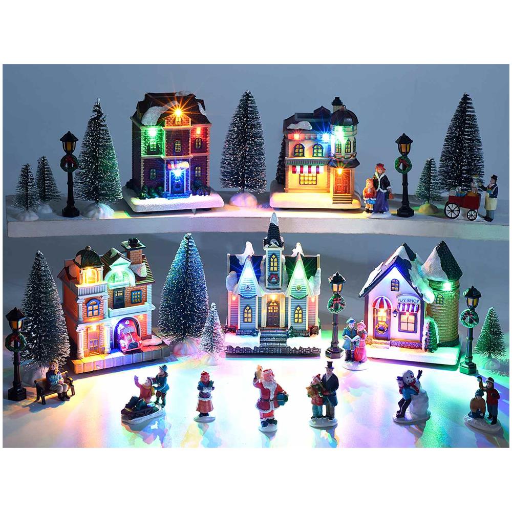 Set 30 Statuine Natalizie Paesaggio Natalizio Componibile Luminoso Idea Regalo Natale Decorazione Natalizia Per Casa E Negozi - Foto 2