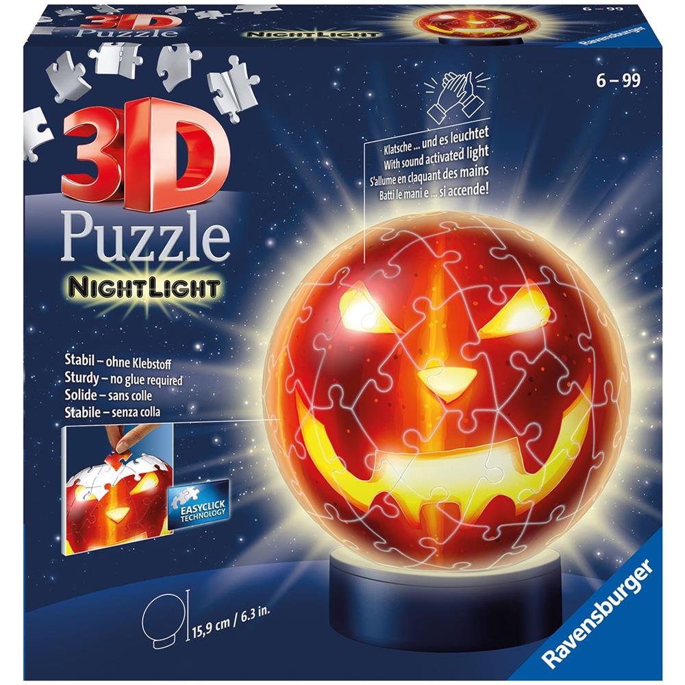 Luce Notturna A Forma Di Zucca 3d Puzzle-ball 72p - Foto 1