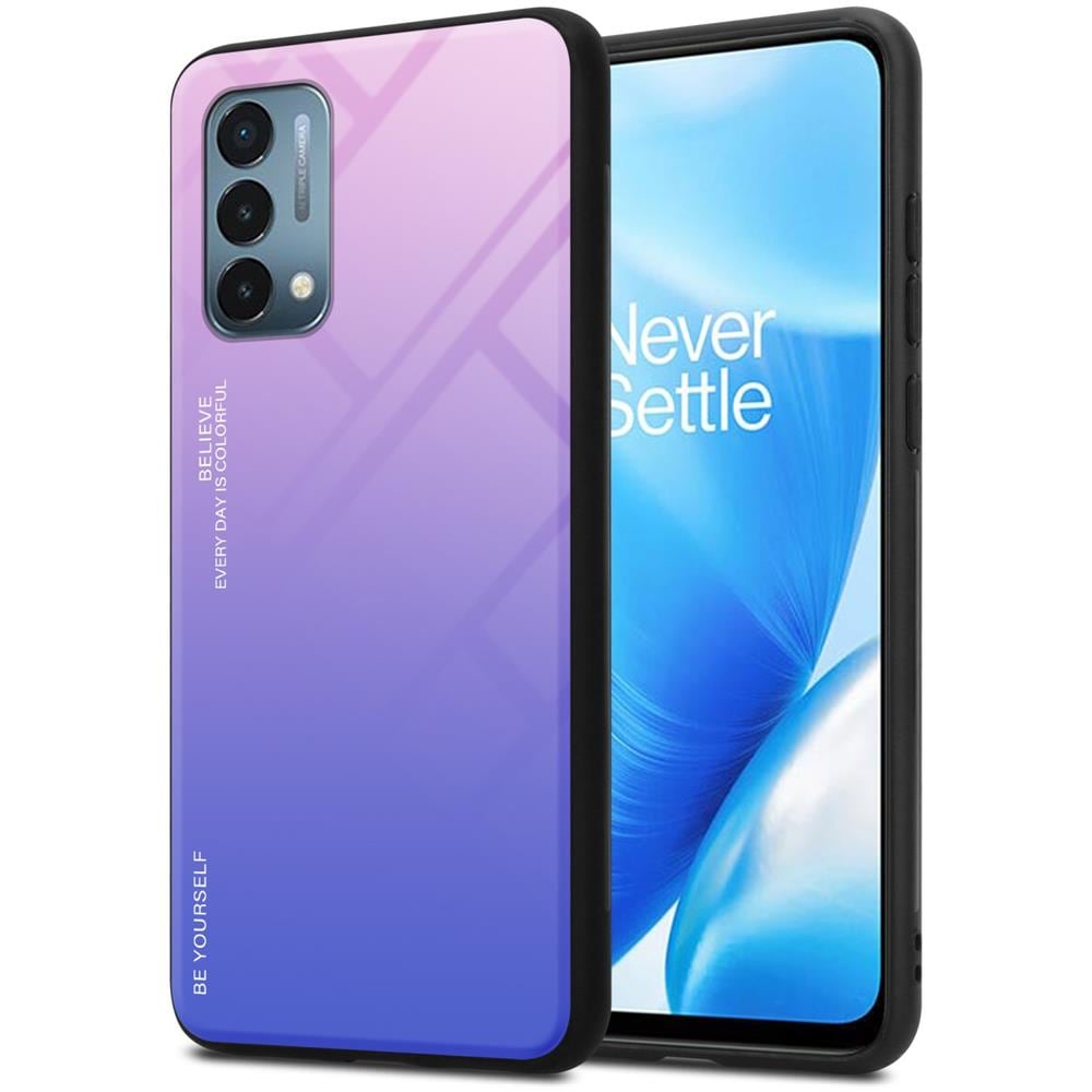 Custodia Compatibile Con Oneplus Nord N200 5g In Rosa - Blu - Coperchio Protettivo Bicolore In Vetro Temperato E Silicone Tpu - Foto 1