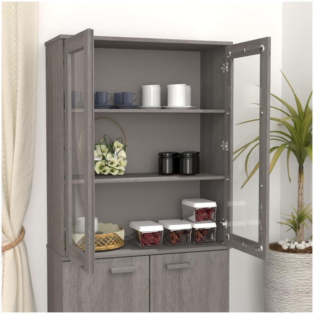 Scaffale Per Credenza Grigio Chiaro 85x35x100 Cm Legno Di Pino - Foto 3