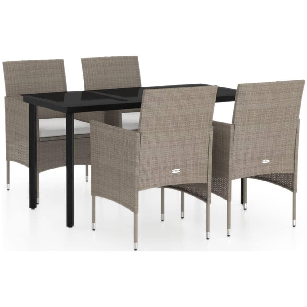 Set Da Pranzo Per Giardino 5 Pz Con Cuscini Beige E Nero - Foto 2