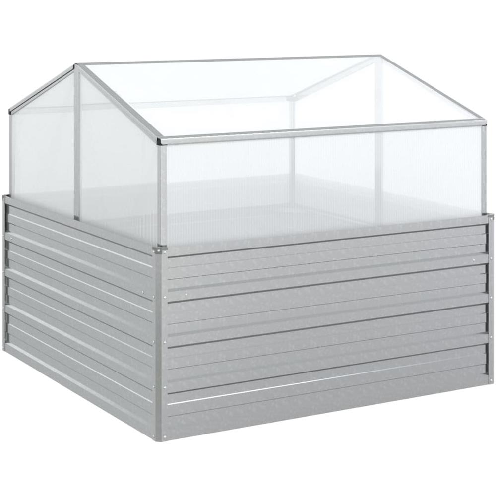Letto Rialzato da Giardino con Serra 100x100x85 cm Argento - Foto 1