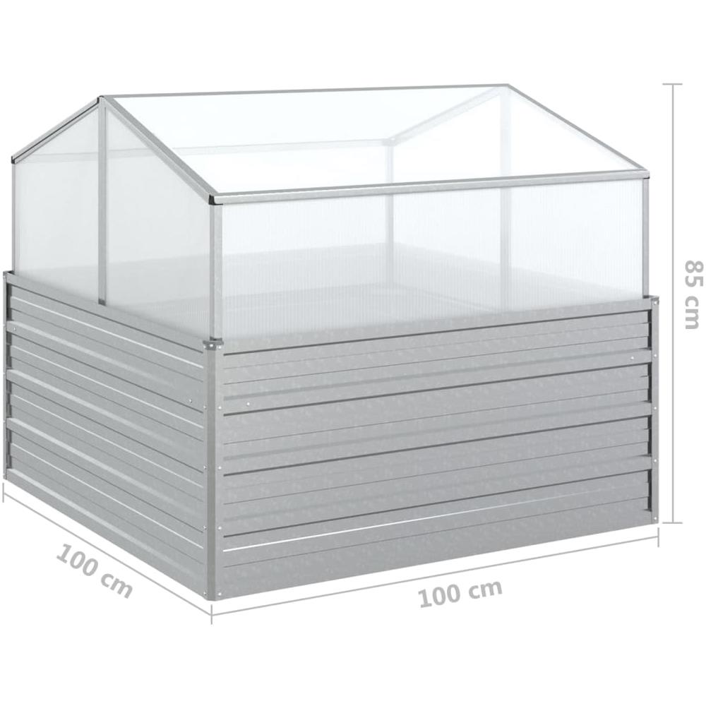Letto Rialzato da Giardino con Serra 100x100x85 cm Argento - Foto 7