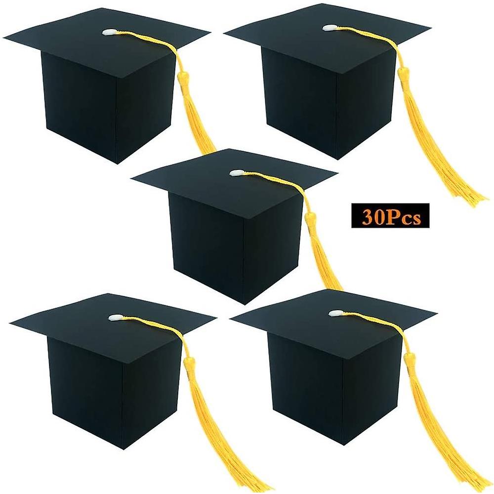 30 Scatoline Bomboniere Laurea A Forma Di Cappello - Per Feste E Cerimonie, 6x6x6 Cm, Facili Da Montare