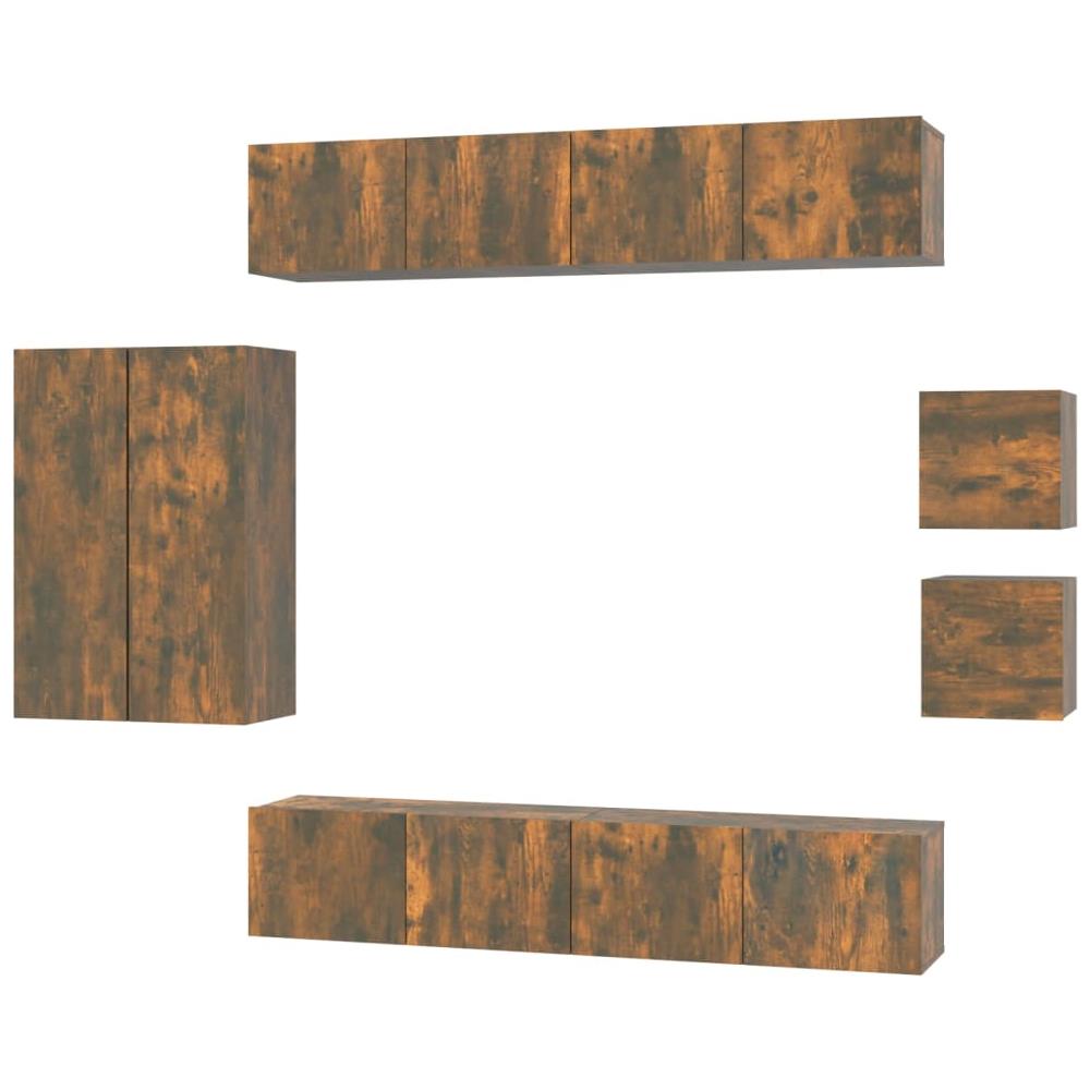 Set Mobili Porta Tv 8 Pz Rovere Fumo In Legno Multistrato - Foto 2