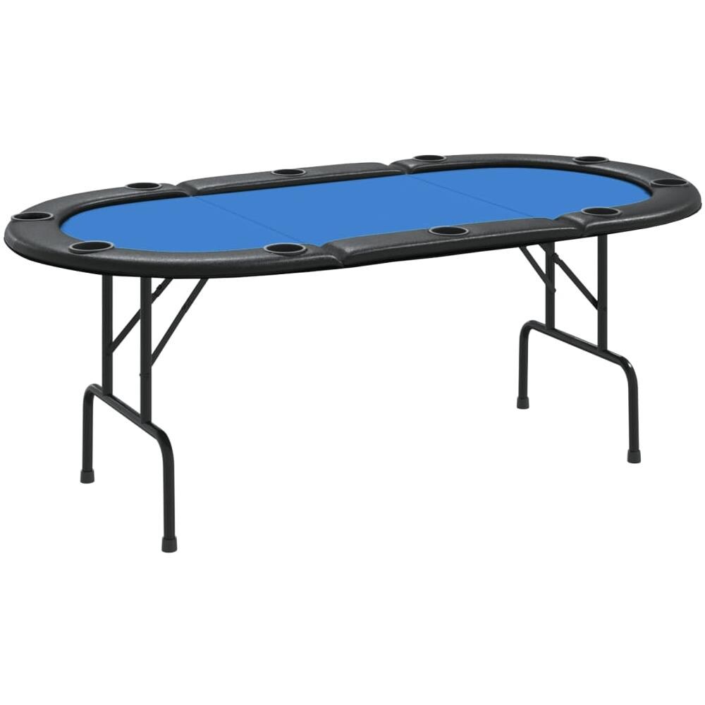 Tavolo da Poker Pieghevole 10 Giocatori Blu 207x106x76 cm - Foto 2
