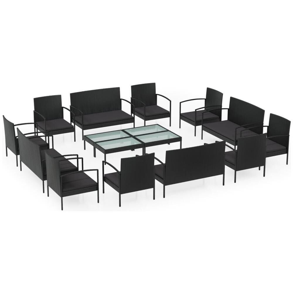 Set Divani Da Giardino 16 Pz Con Cuscini In Polyrattan Nero - Foto 2