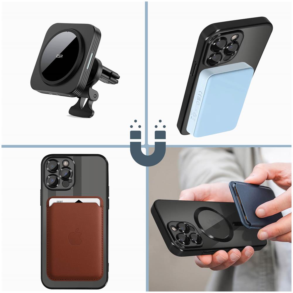 Cover Magsafe Per Iphone 13 Pro Silicone Protezione Camera Bordo Cromato Nero - Foto 2