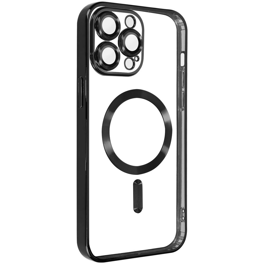 Cover Magsafe Per Iphone 13 Pro Silicone Protezione Camera Bordo Cromato Nero - Foto 5