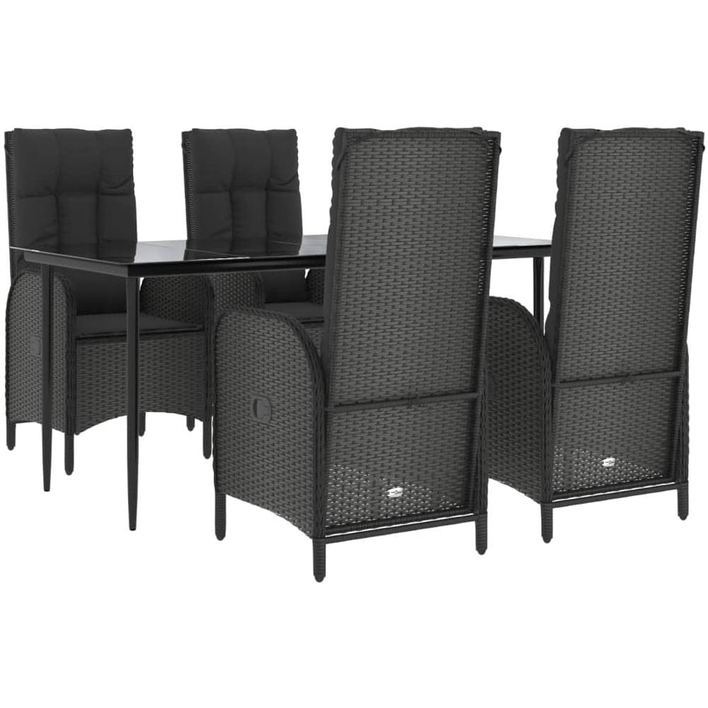 Set Da Pranzo Da Giardino 5 Pz Nero Con Cuscini In Polyrattan - Foto 3