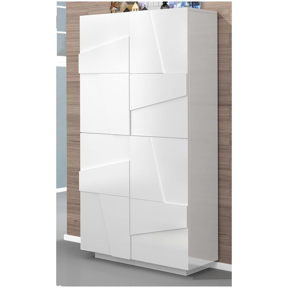 Scarpiera Orfeo, Mobile Multiuso A 4 Ante Battenti, Portascarpe Da Ingresso, 100% Made In Italy, Cm 81x38h167, Bianco Lucido - Foto 1