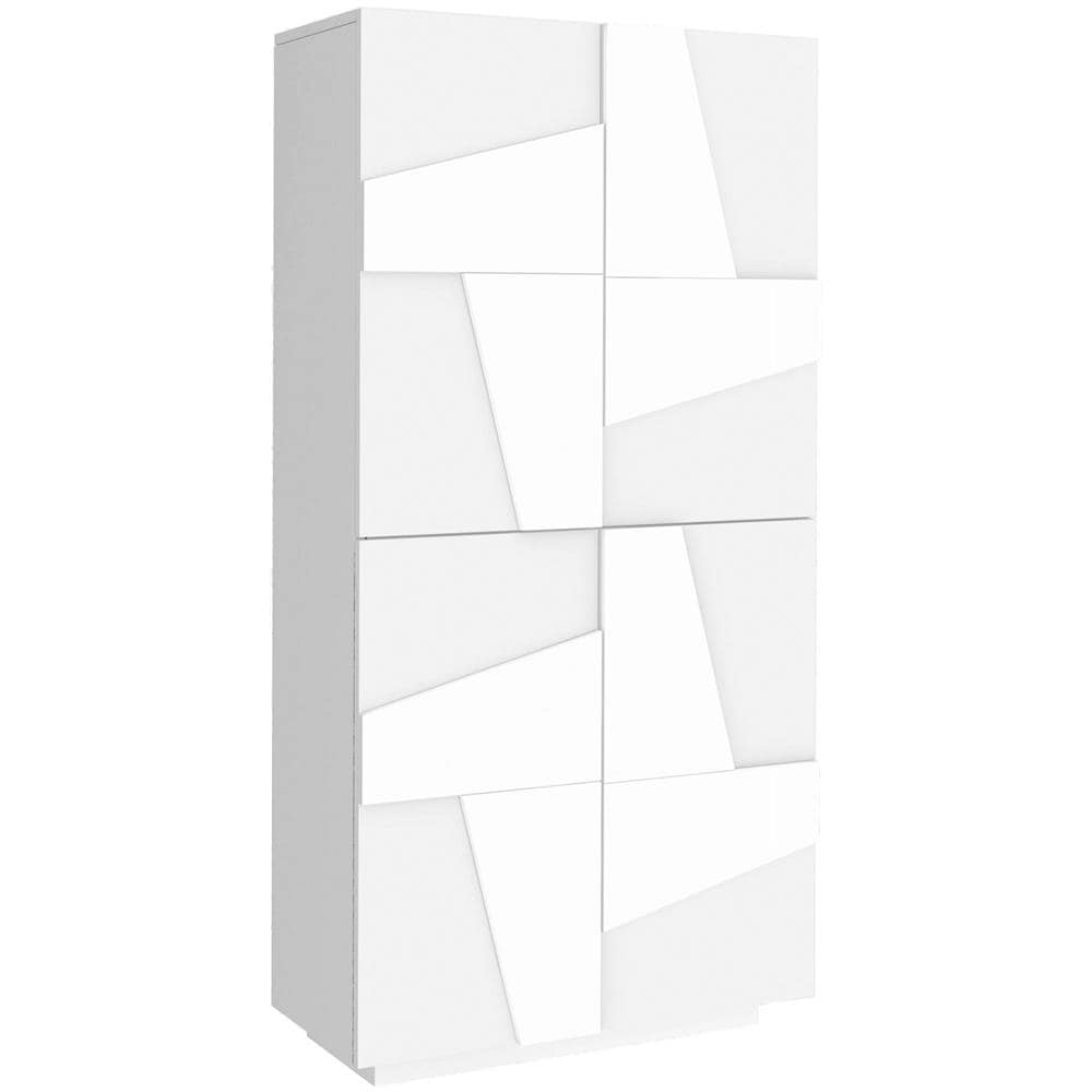 Scarpiera Orfeo, Mobile Multiuso A 4 Ante Battenti, Portascarpe Da Ingresso, 100% Made In Italy, Cm 81x38h167, Bianco Lucido - Foto 2