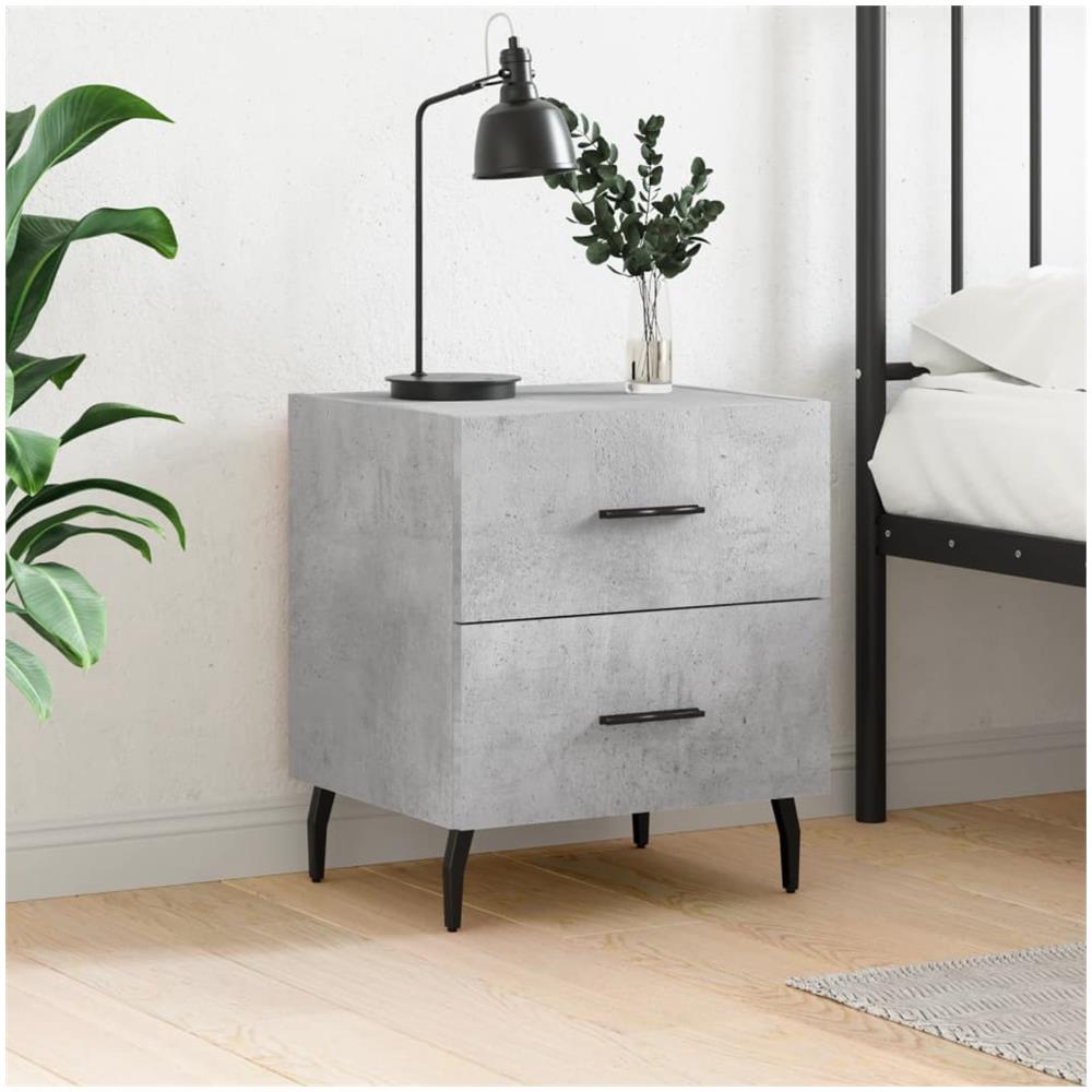 Comodino Grigio Cemento 40x35x47,5 Cm In Legno Multistrato - Foto 1
