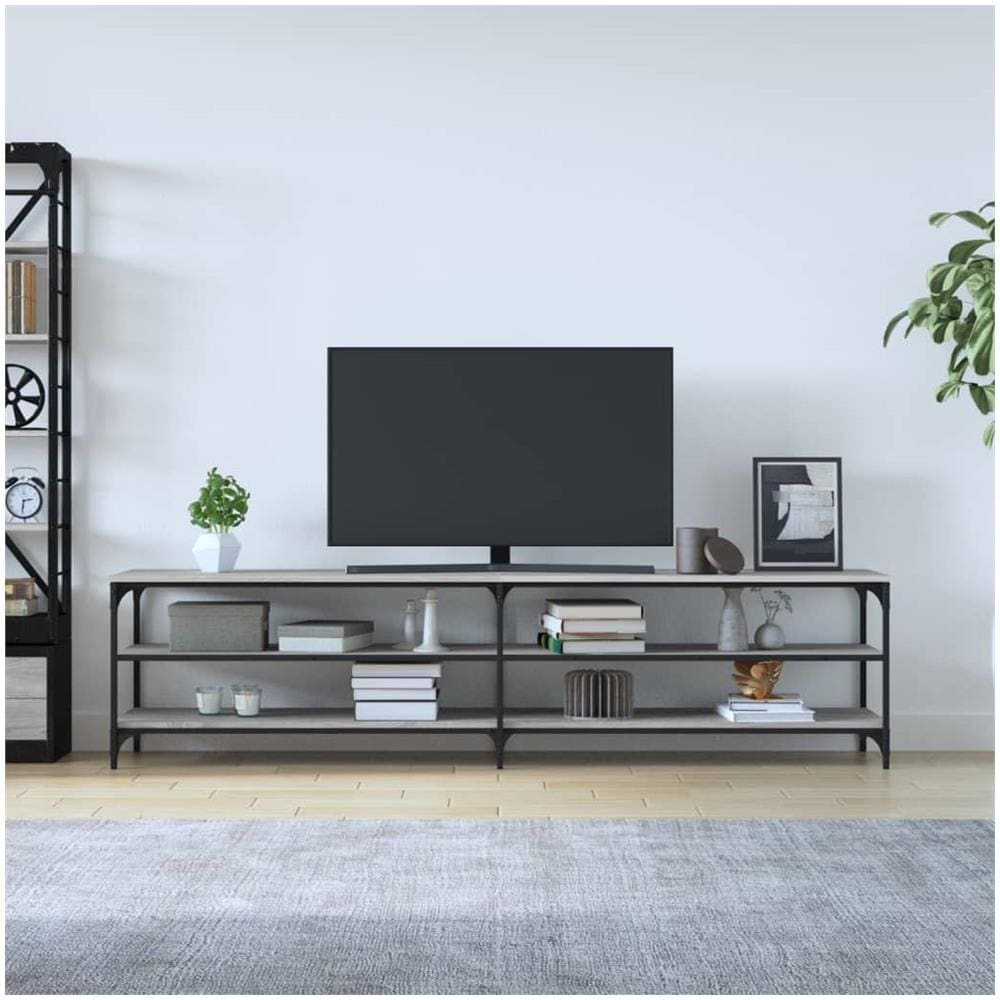 Mobile Tv Grigio Sonoma 200x30x50cm Legno Multistrato E Metallo - Foto 3