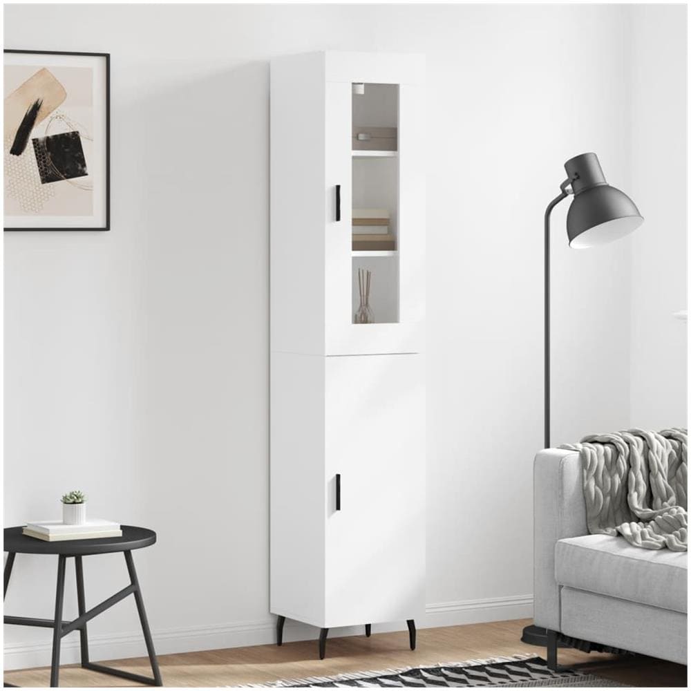 Credenza Bianca 34,5x34x180 Cm In Legno Multistrato - Foto 1