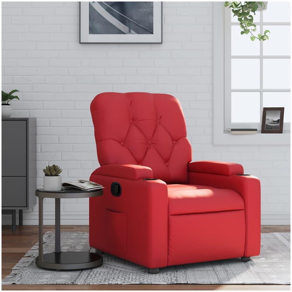 Poltrona Reclinabile Rossa in Similpelle - Foto 2