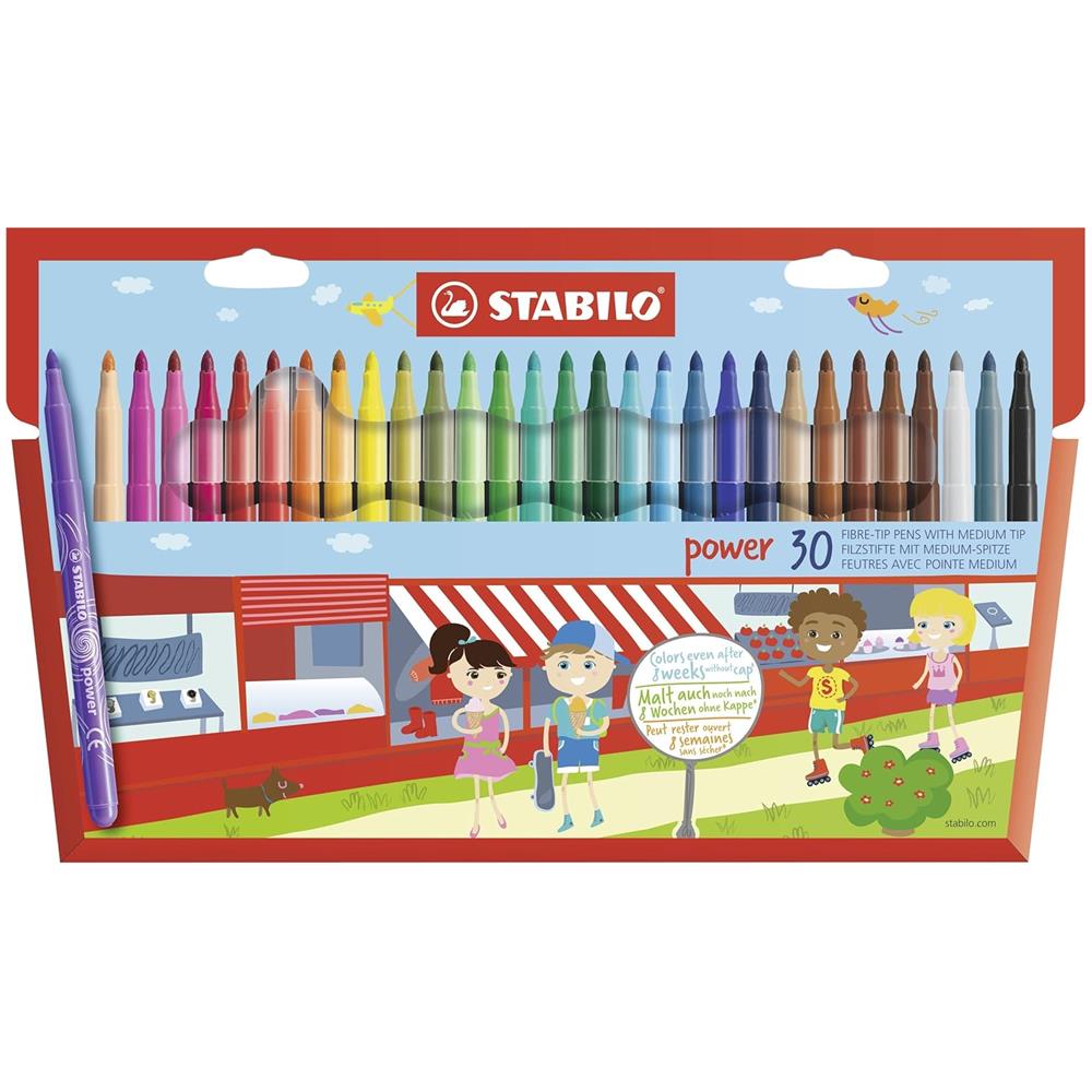 power - Pennarello - Punta Media - Astuccio da 30 - Colori Assortiti - Foto 1