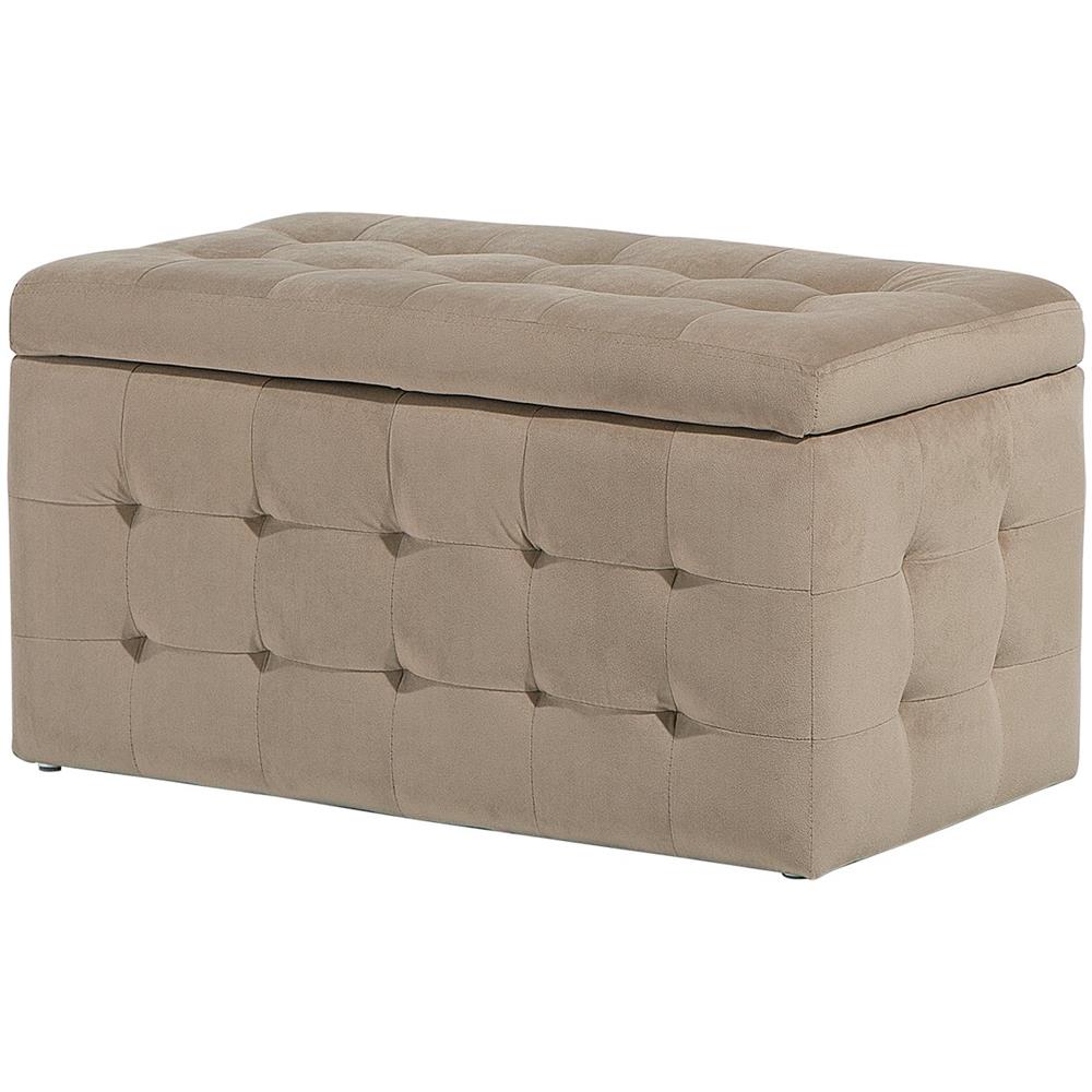 Pouf Ottomano Con Contenitore In Tessuto Marrone Chiaro Michigan - Foto 1