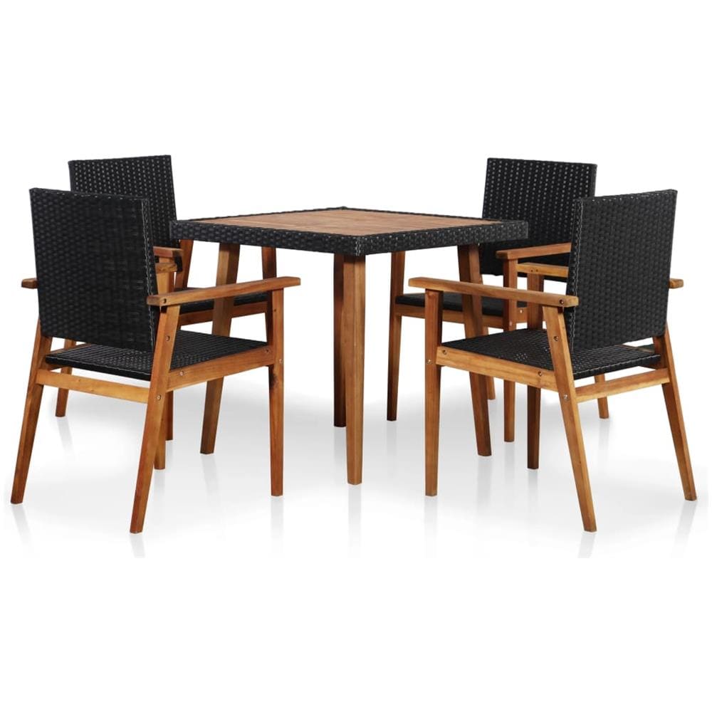 Set Da Pranzo Da Giardino 5 Pz In Polirattan Nero E Marrone - Foto 1