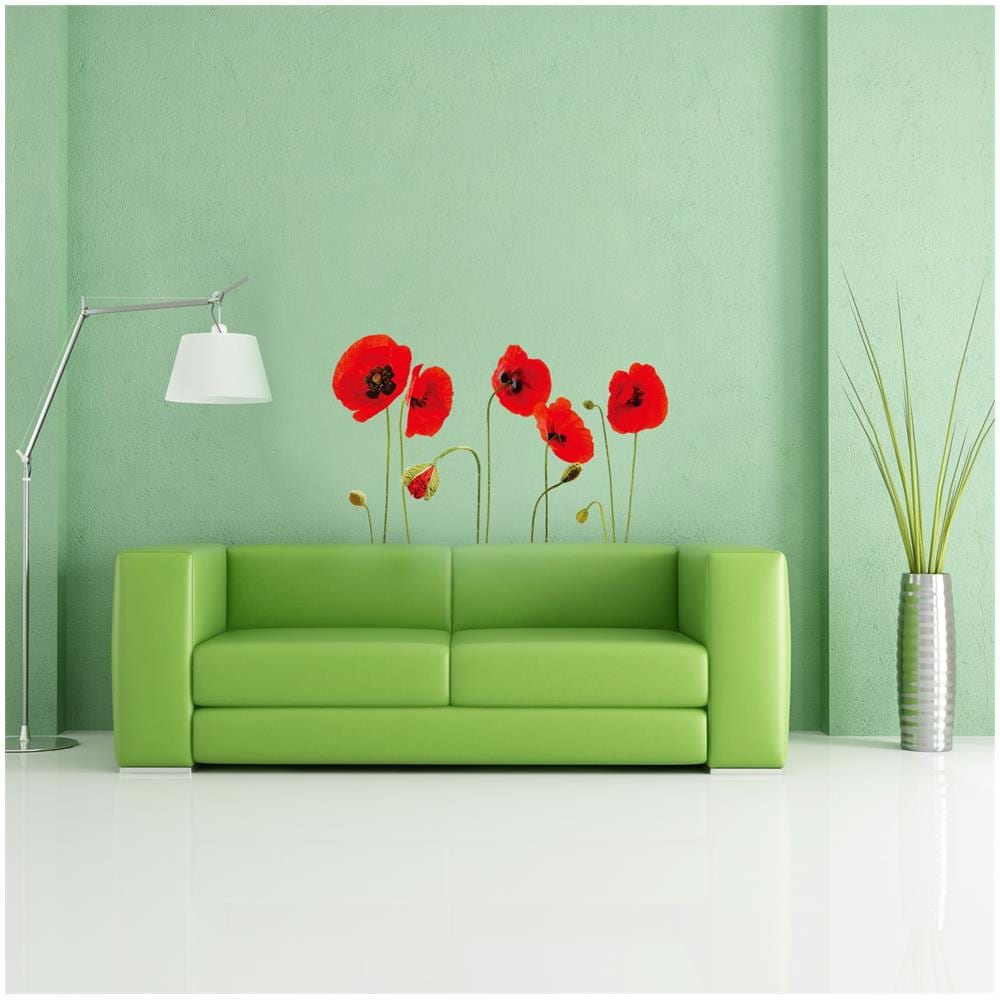 Walplus - Adesivi Da Parete A Forma Di Papaveri Rossi, Staccabili, Trasparenti - Foto 1