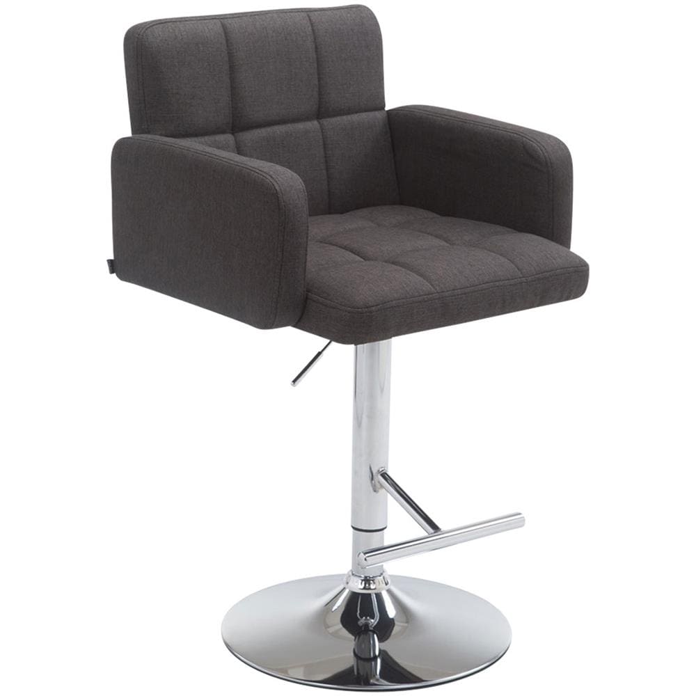 Sgabello Bar Design Los Angeles In Stoffa I Sedia Sgabello Trapuntata Imbottita I Sgabello Girevole Con Braccioli Alt. Regolabile 64-84 CM Grigio Scuro - Foto 1
