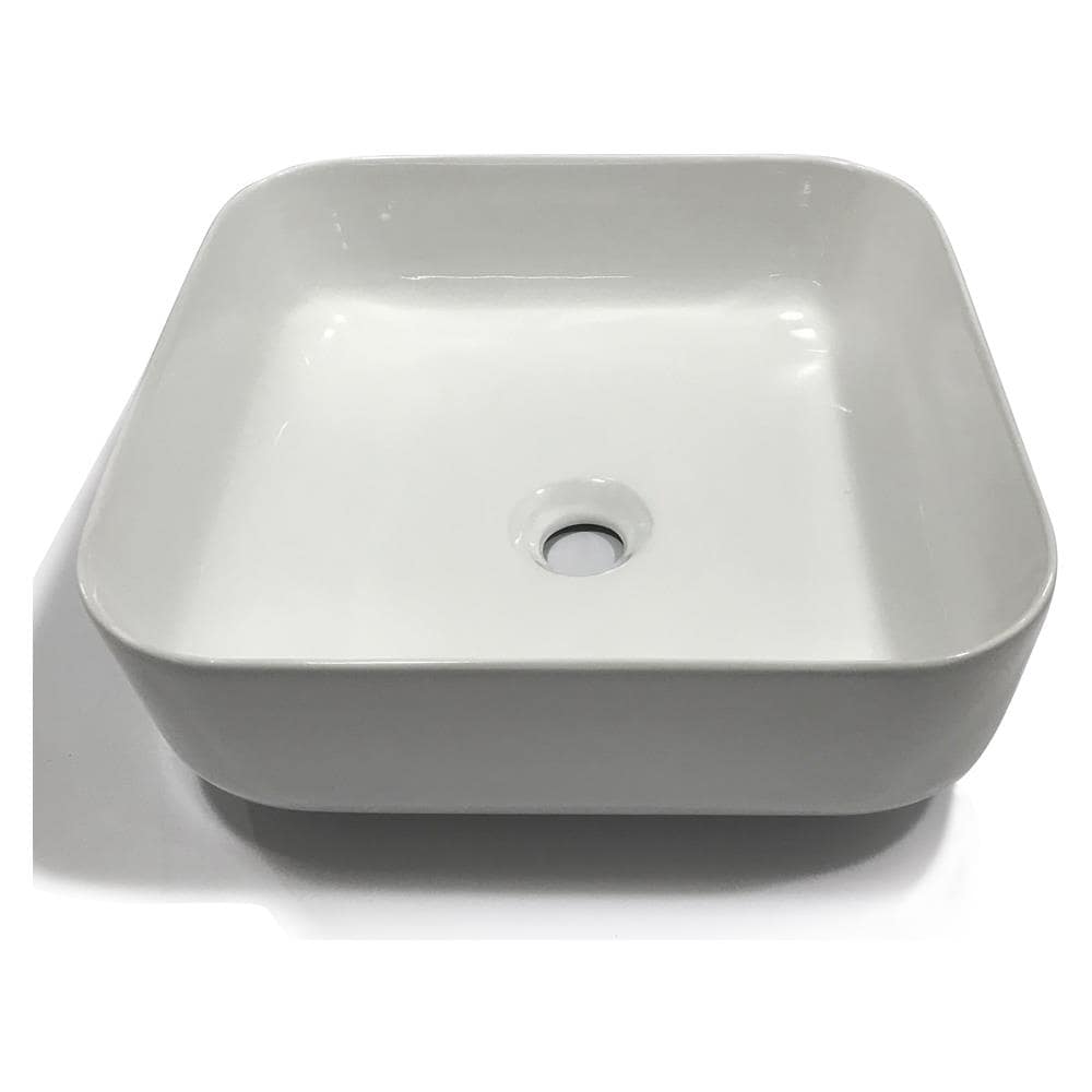 Lavabo Da Appoggio Ceramica Bianco Quadrato Lavandino Bagno 38,5x38,5x14 Cm *** Finitura- : Opaco - Foto 1