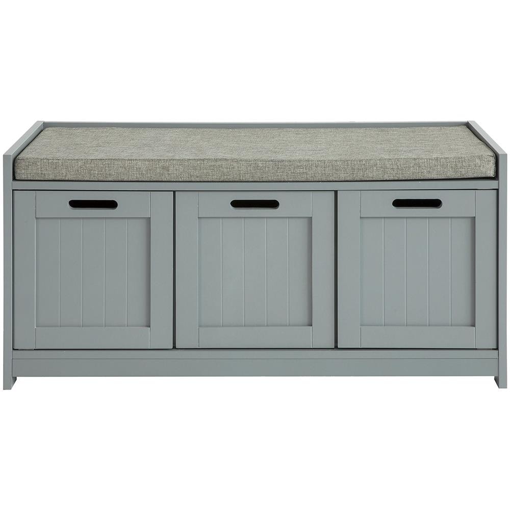 Scarpiera Da Ingresso Con Cassetto E 2 Armadietti Cassapanca Camera Da Letto Carico Massimo120 Kg 90x45x35cm Grigio Fsr80-sg - Foto 7