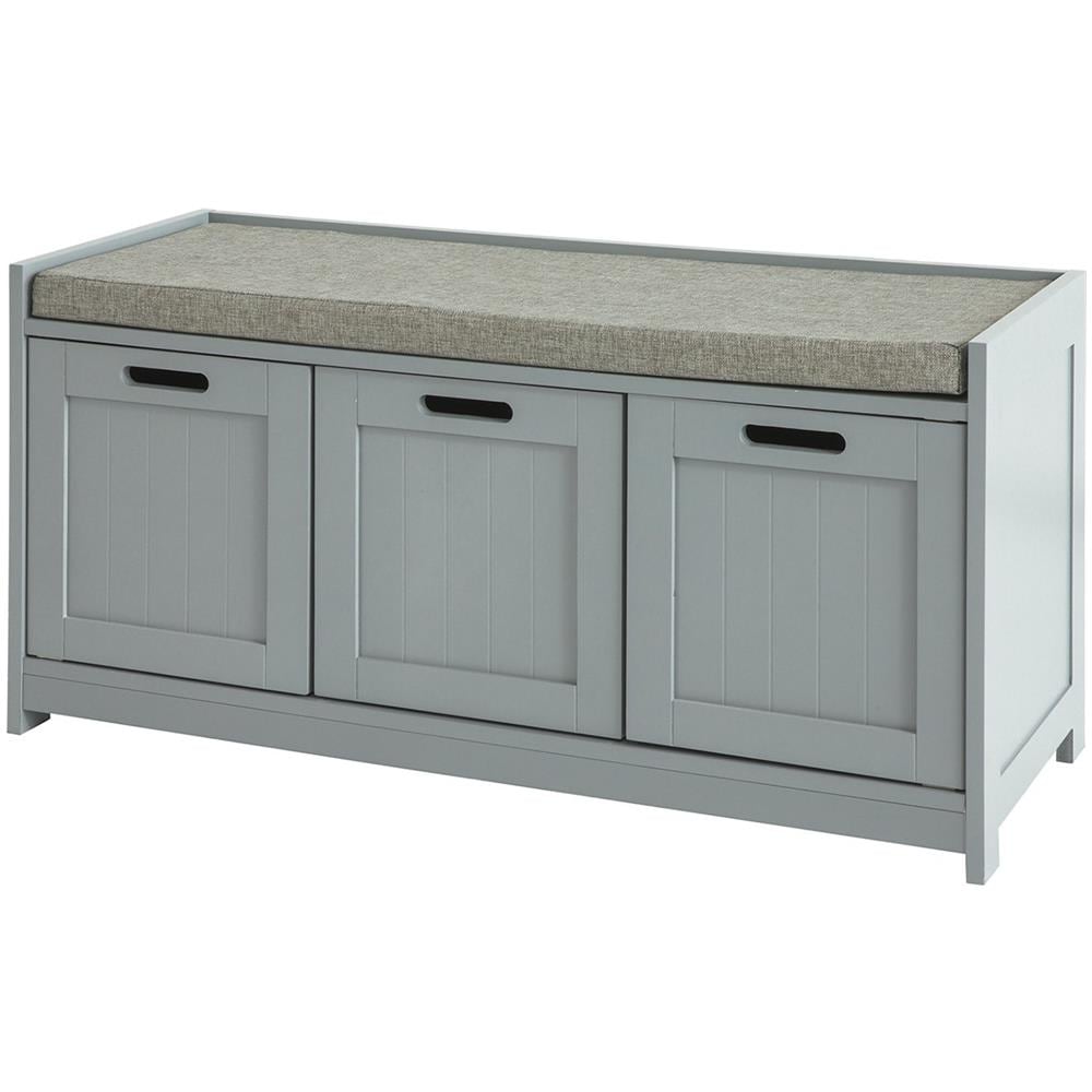 Scarpiera Da Ingresso Con Cassetto E 2 Armadietti Cassapanca Camera Da Letto Carico Massimo120 Kg 90x45x35cm Grigio Fsr80-sg - Foto 1