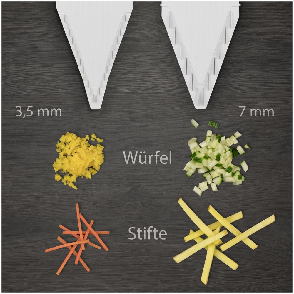 Affettatrice di verdure V5 Powerline set professionale affettatrice di cetriolo verde affettatrice friggitrice affettatrice di verdure affettatrice di frutta vegan | bianco - Foto 7