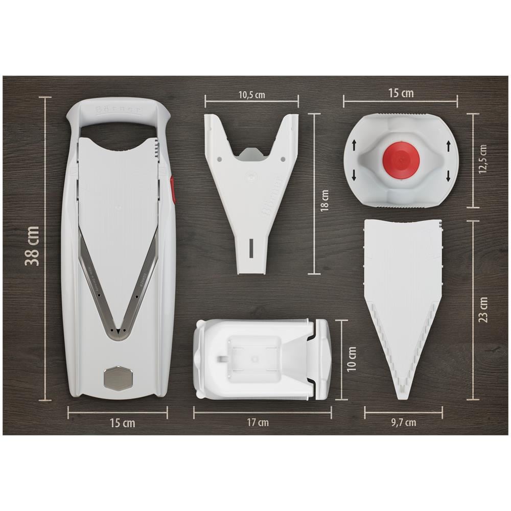 Affettatrice di verdure V5 Powerline set professionale affettatrice di cetriolo verde affettatrice friggitrice affettatrice di verdure affettatrice di frutta vegan | bianco - Foto 1