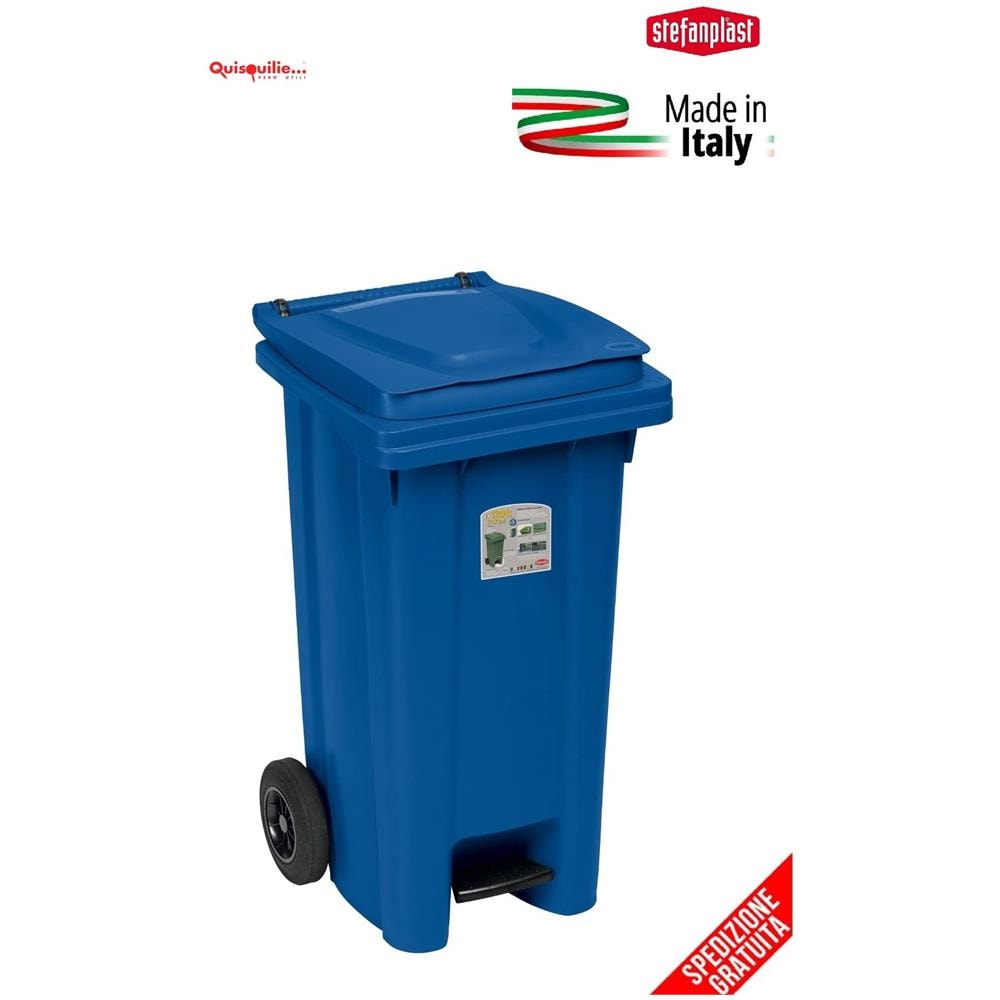 Bidone Carrellato 120 Litri con Pedale Marrone - Foto 1