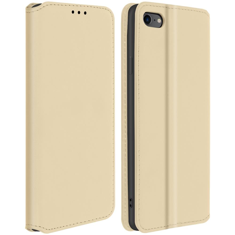Custodia Iphone Se / 7 / 8 Portacarte Funzione Supporto Similpelle Liscia Oro - Foto 1