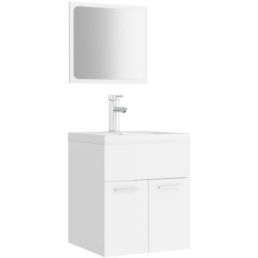 Set Mobili Da Bagno Bianco In Truciolato - Foto 2