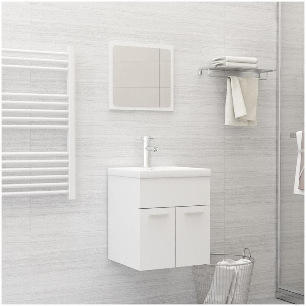 Set Mobili Da Bagno Bianco In Truciolato - Foto 1
