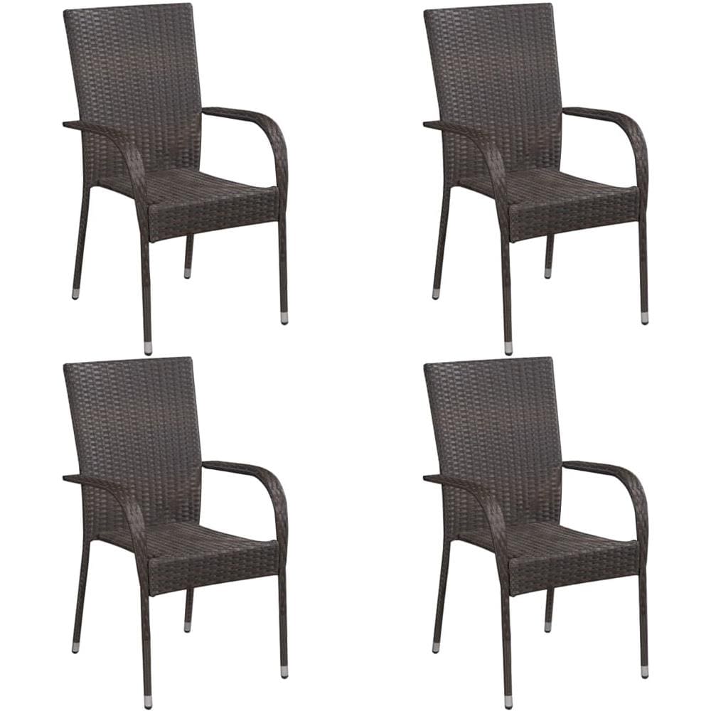 Set Mobili da Pranzo Giardino 5 pz in Polyrattan Marrone - Foto 3