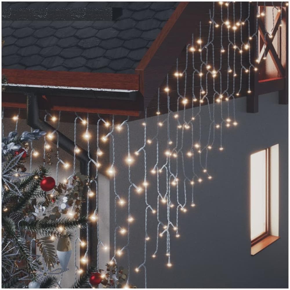 Luci a Ghiaccioli a LED 10 m 400 LED Bianco Caldo 8 Funzioni - Foto 5